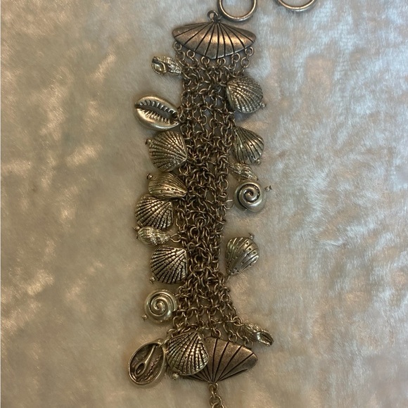 ☘️VTG Nautical Seashell Sterling Silver Toggle Bracelet - Picture 4 of 5